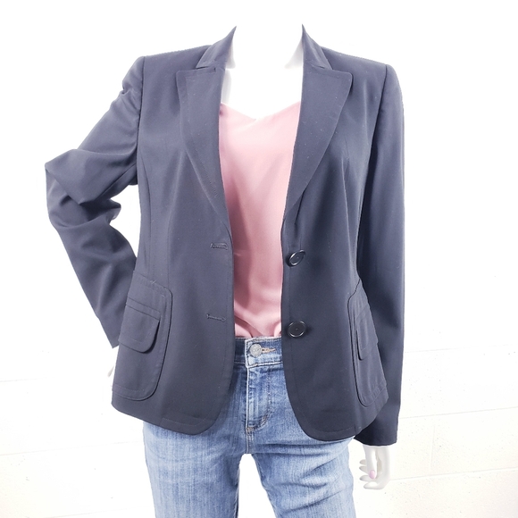 Akris Punto Black One Button Wool Blazer Career Office Tailored Jacket Size 10 - Picture 5 of 11